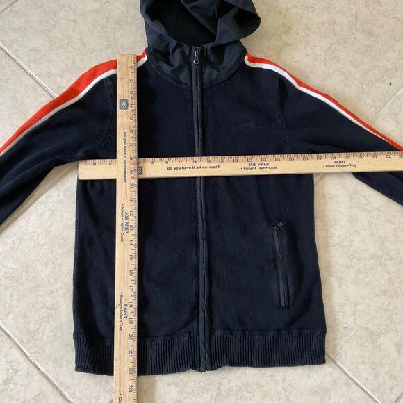 Lauren Ralph Lauren Sweater Jacket women’s M Hooded Full-zip Black w Orange trim - Picture 7 of 13